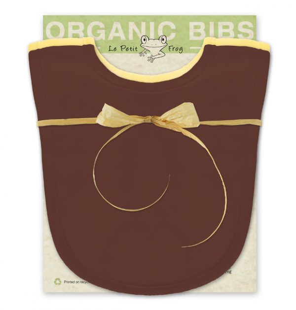 brown and yellow baby bibs made of organic cotton