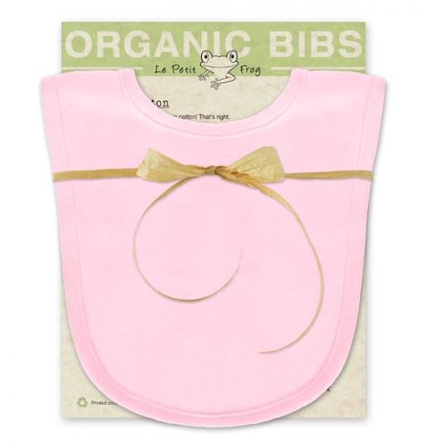 Pink baby bib made of 100% certified organic cotton