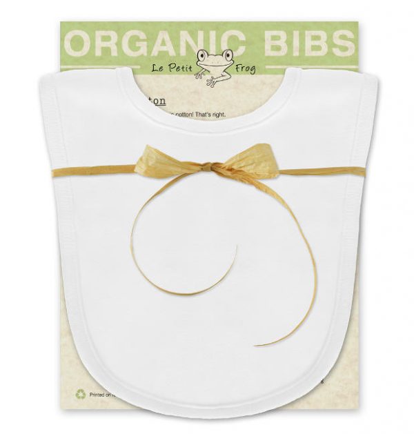 White organic cotton baby bib